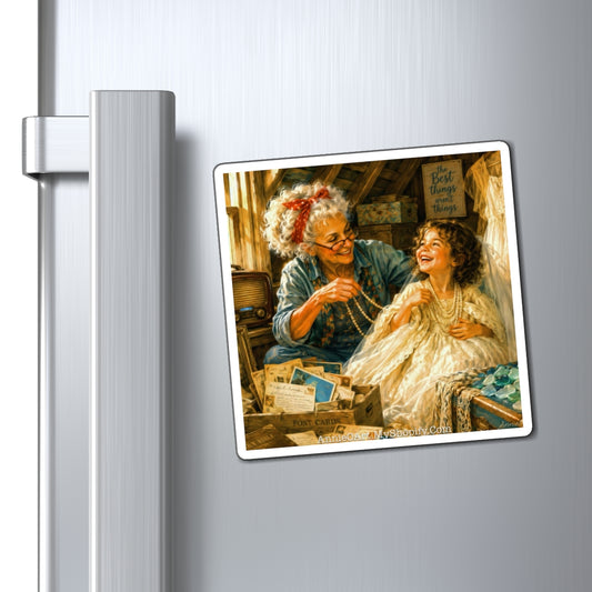 Vintage Grandma & Granddaughter Magnet — Heartwarming Keepsake Fridge Magnet