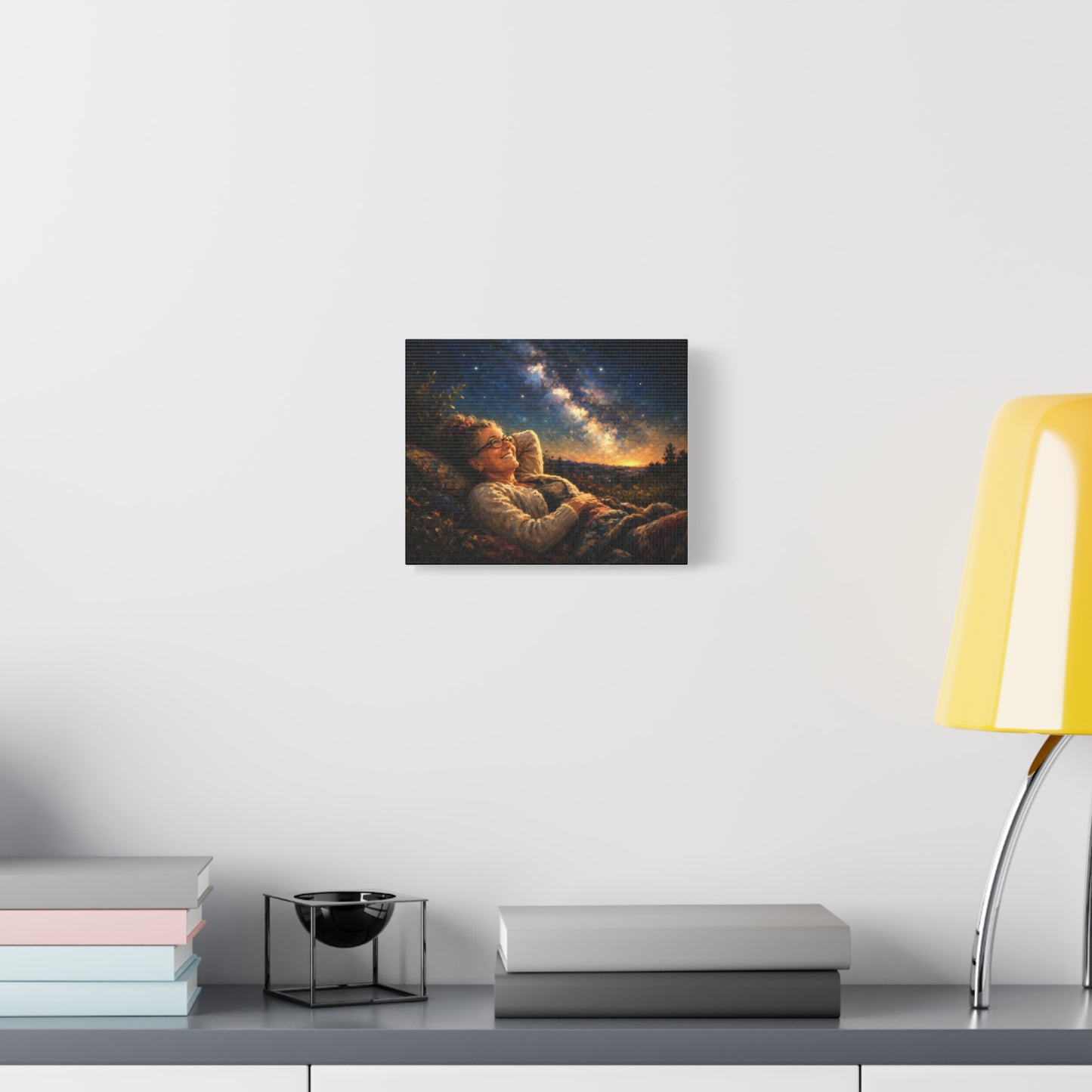 Stargazer Woman Canvas Art — Milky Way Night Sky Print