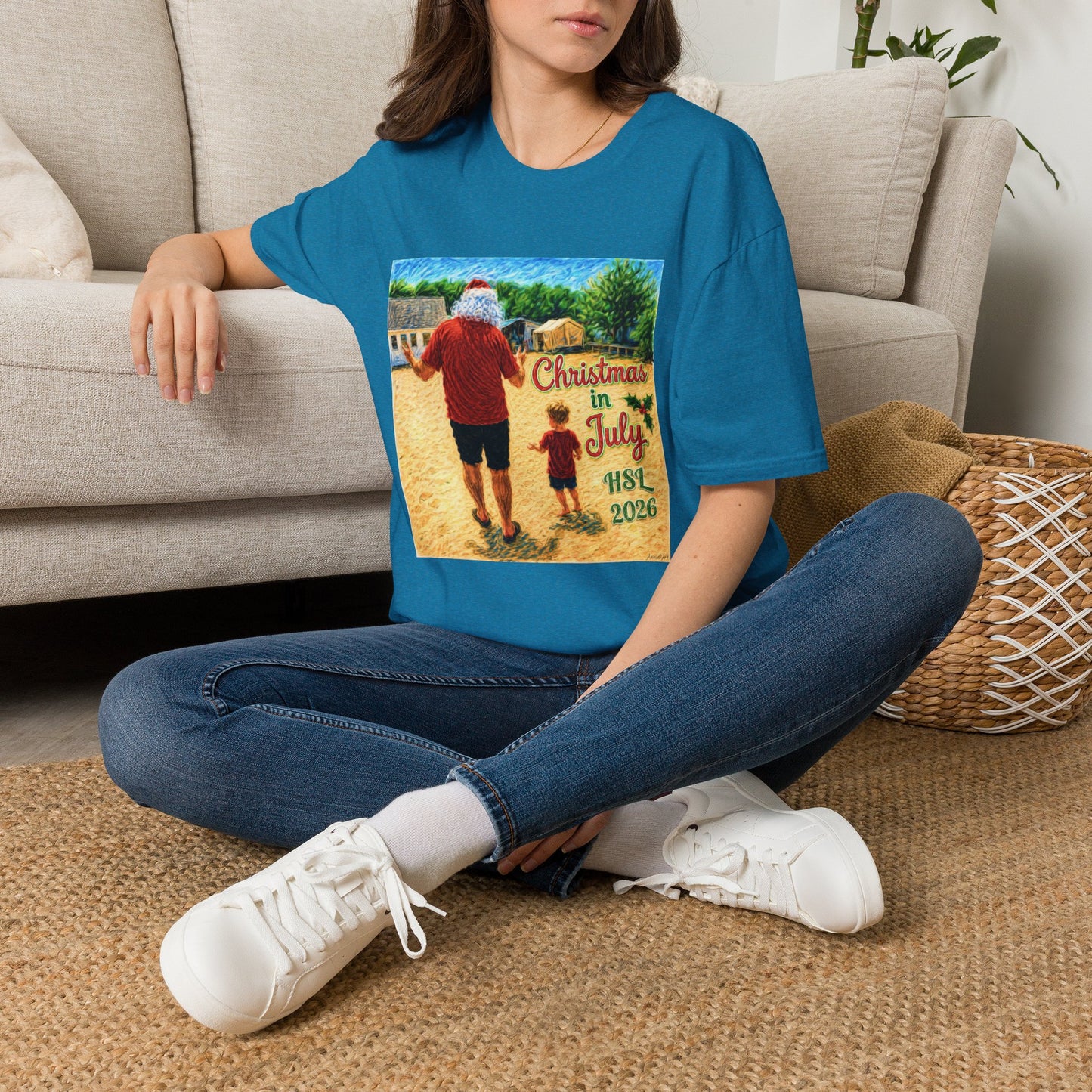 T-Shirt — Christmas in July Santa Beach Graphic Tee