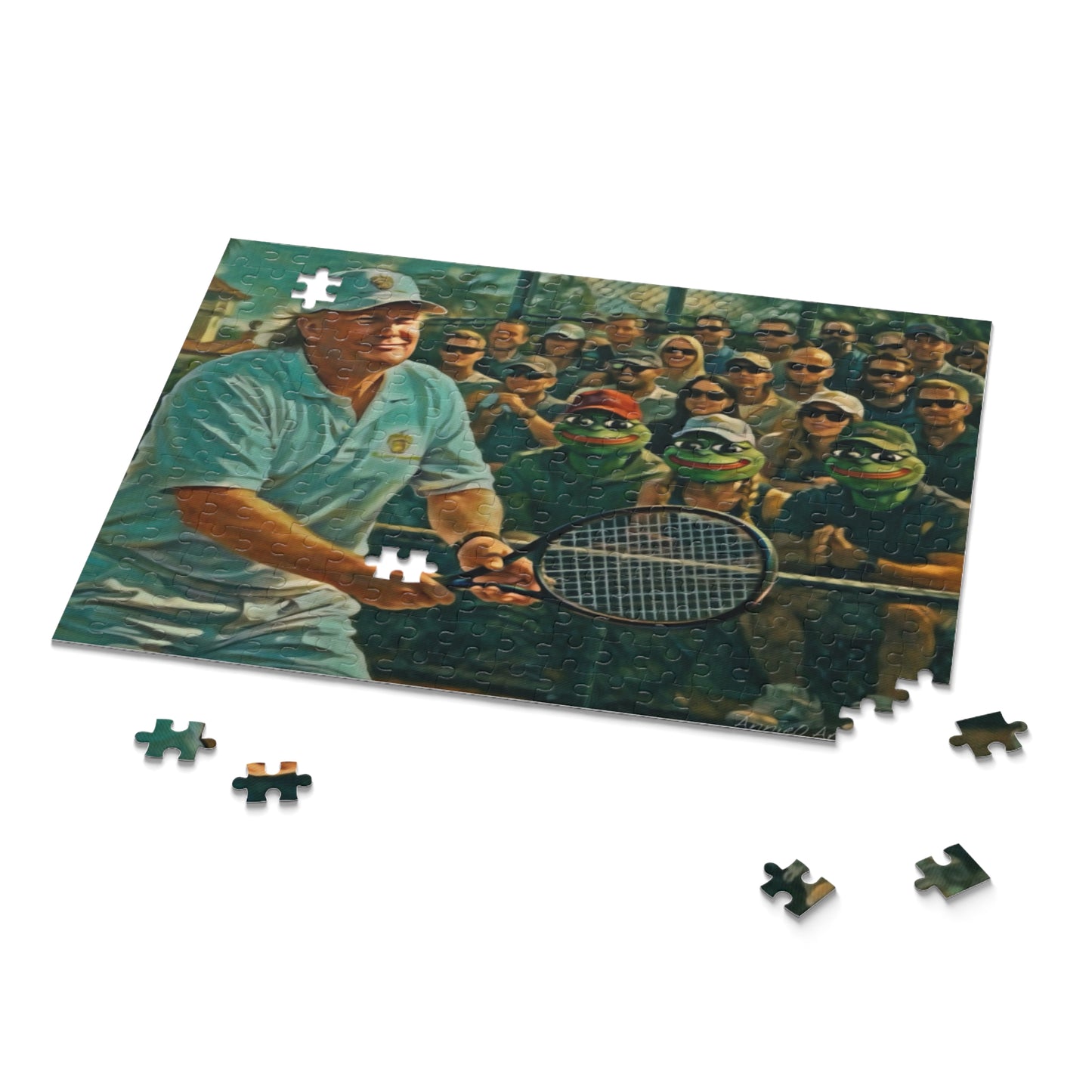 Trump Tennis Crowd Jigsaw Puzzle — Vintage Match Scene (120/252/500 pcs)