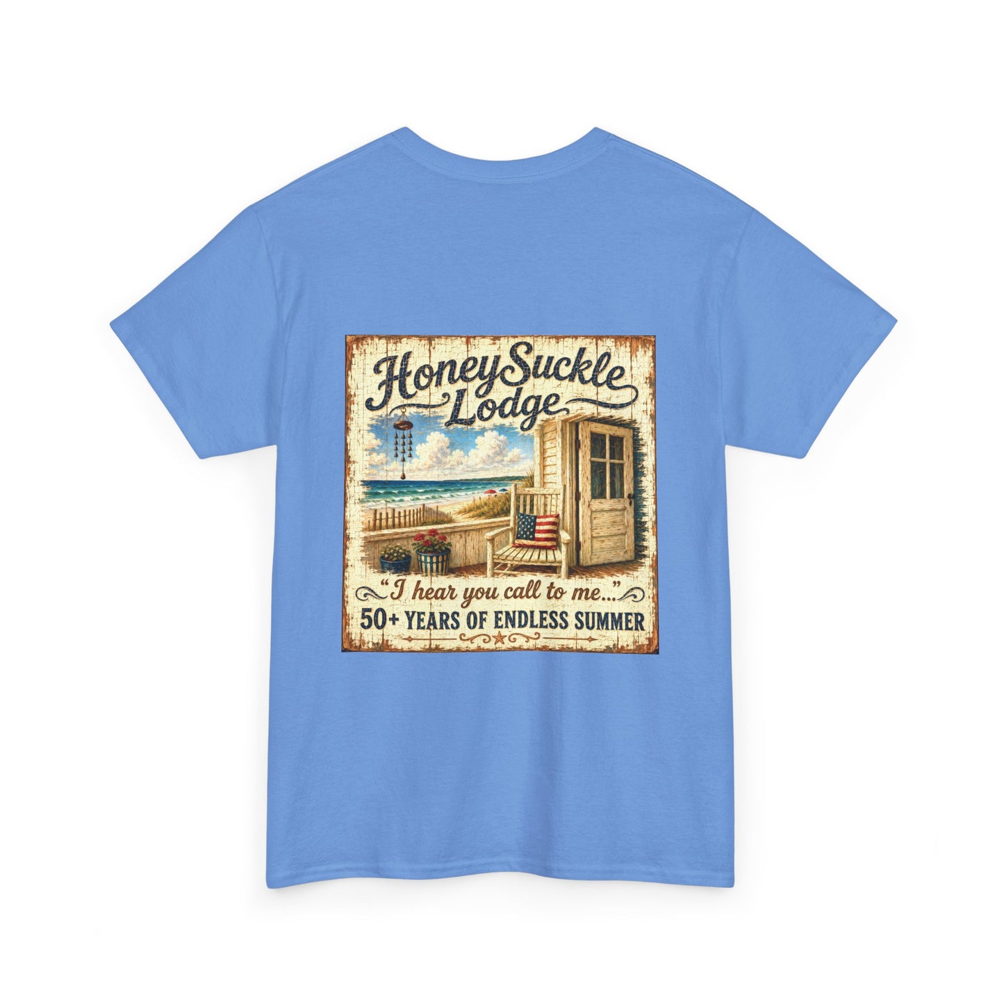 Vintage Beach T‑Shirt — 'Honeysuckle Lodge: 50+ Years of Endless Summer' Retro Seaside Tee