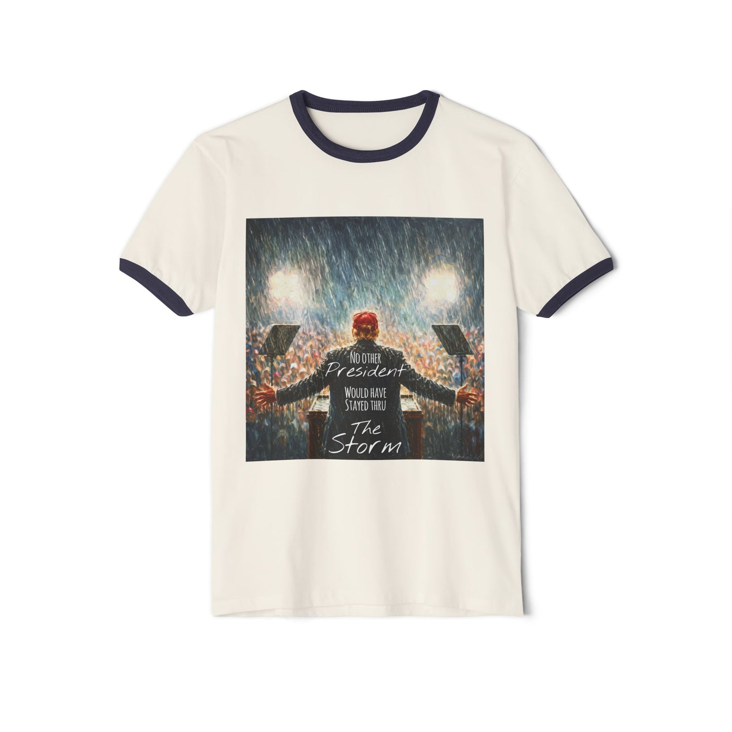 Trump Ringer T-Shirt — "The Storm" Front Graphic & "Happy Birthday America" Back Retro Print