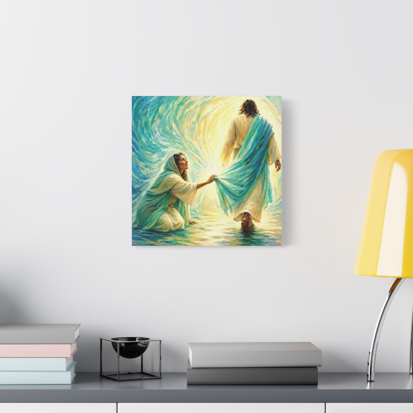 Jesus and the Woman Touching His Cloak - Inspirational Matte Canvas Wall Art