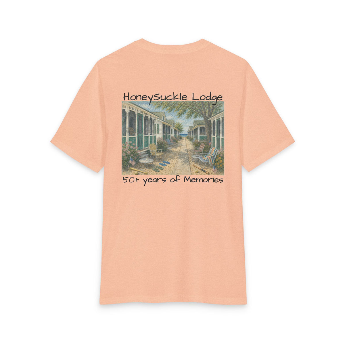Vintage Americana Distressed Tee – "Happy 250th America!" Honeysuckle Lodge Souvenir T-Shirt