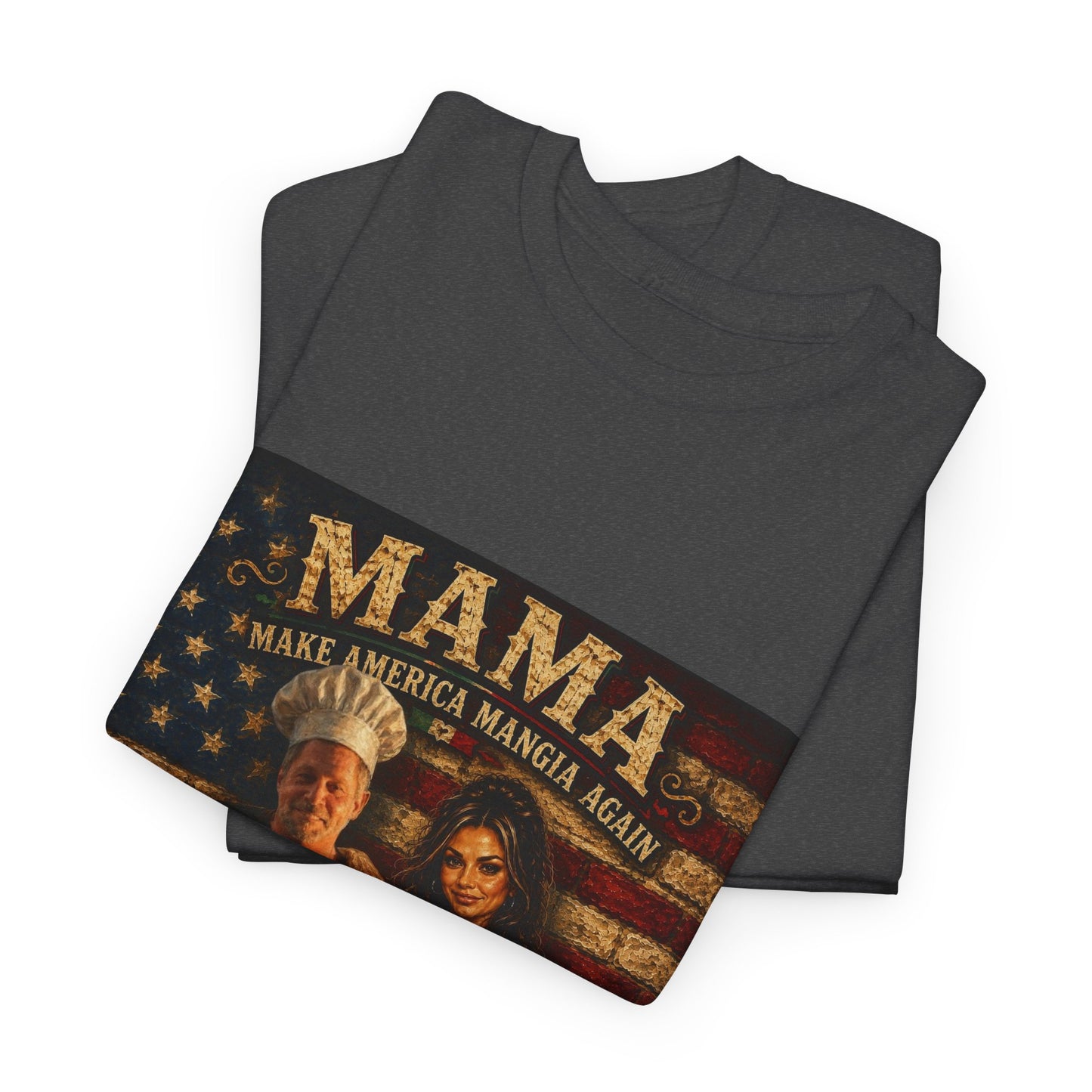 CUSTOM for MANDY—Mama Pizza Team T-Shirt — Retro American Flag Pizza Chef Graphic Tee