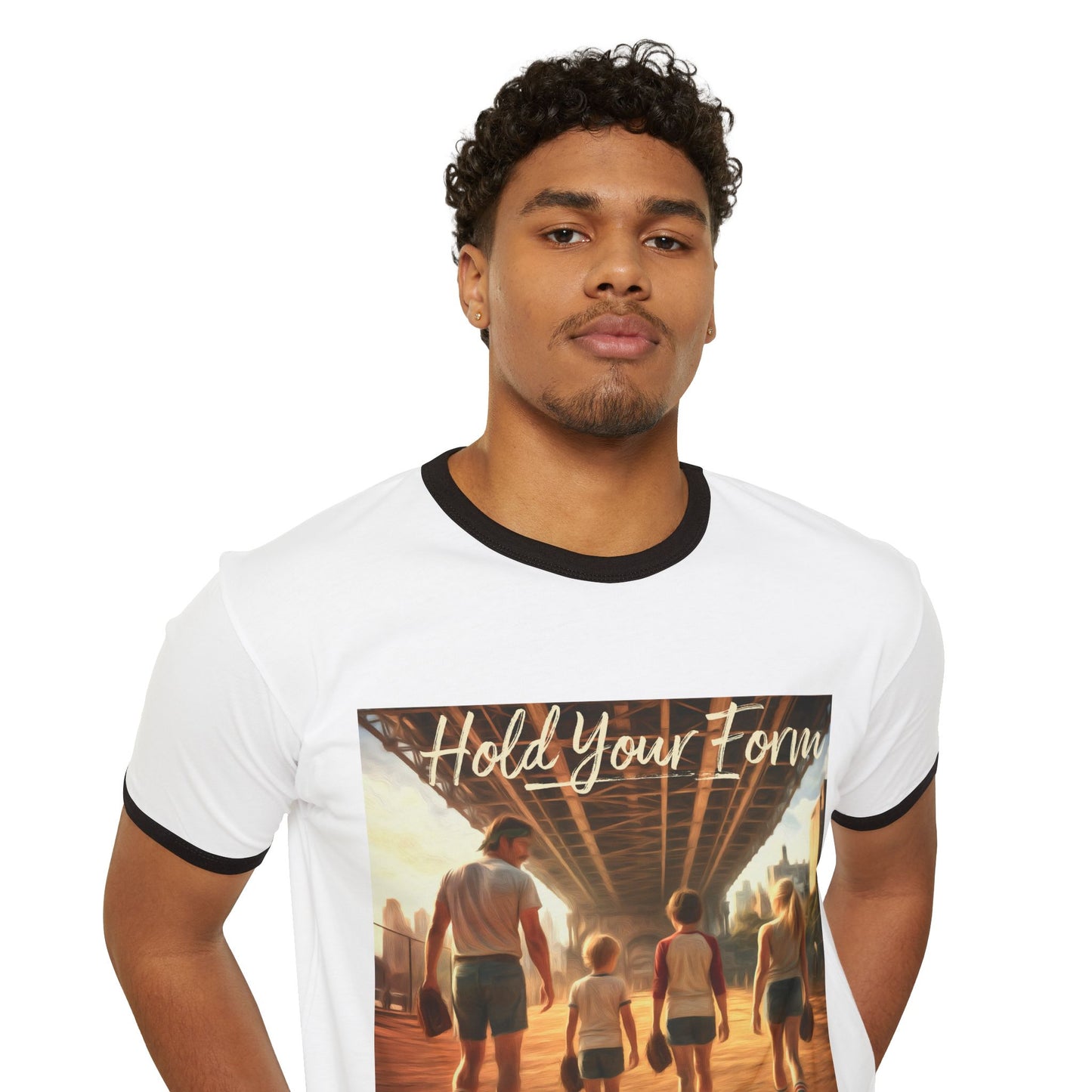 ‘Hold Your Form’ -250th America Vintage Beach Ringer Font & Back Design T-Shirt