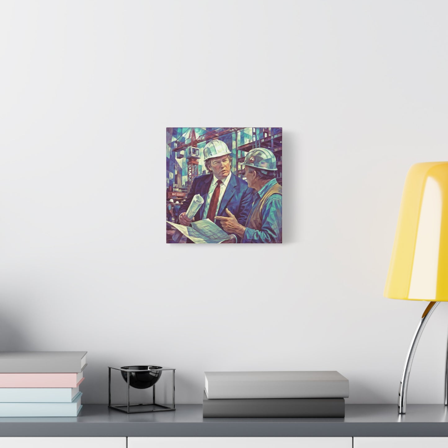 Trump Construction Site Portrait Canvas - Vintage Art