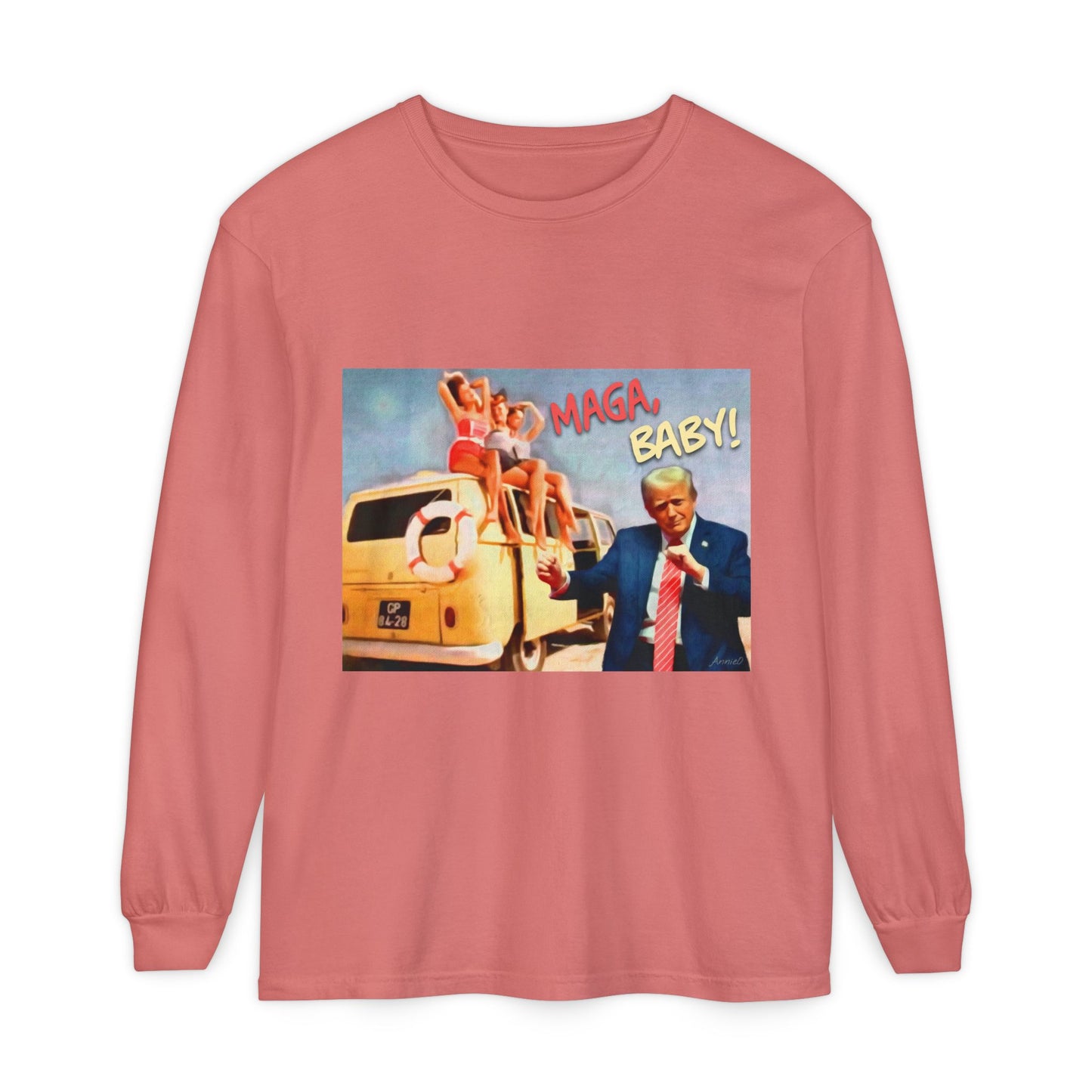 Being MAGA everywhere! Vintage Political Graphic Long Sleeve Tee — "MAGA Baby!" Design