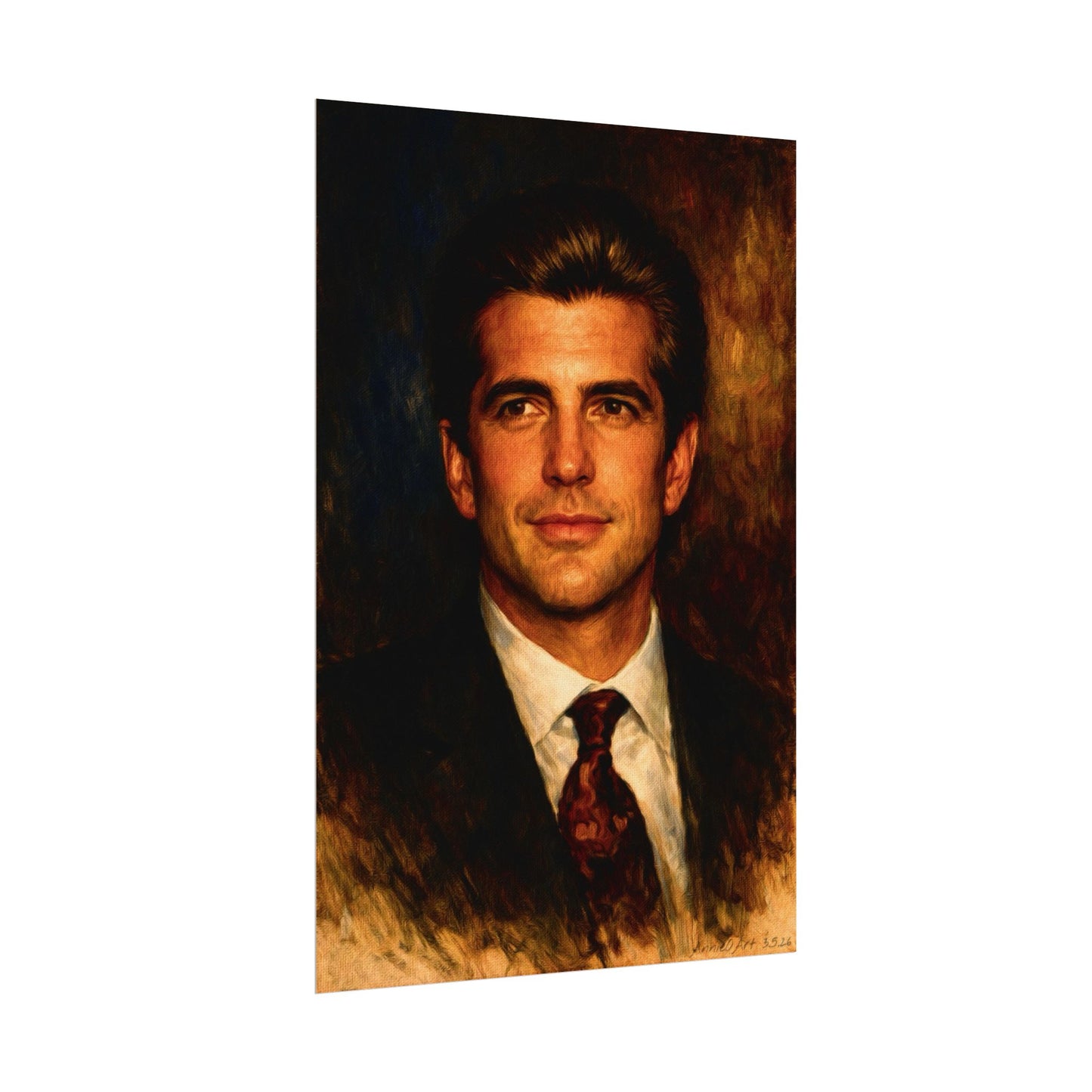 JFK Jr.  Portrait Matte Poster — Textured Vintage-Style Wall Art
