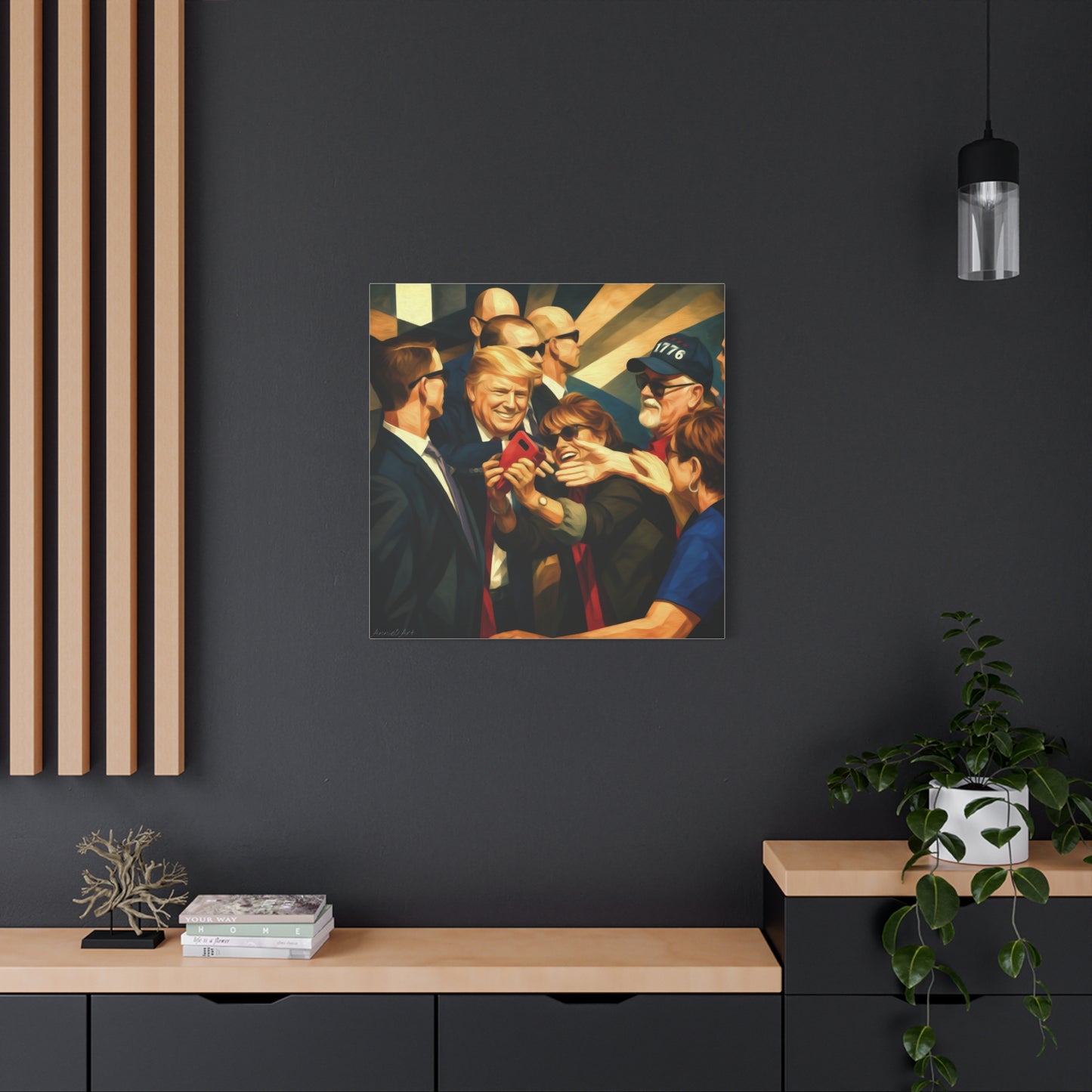 Trump Selfie with Supporters—Matte Canvas Art - Stretched 1.25"
