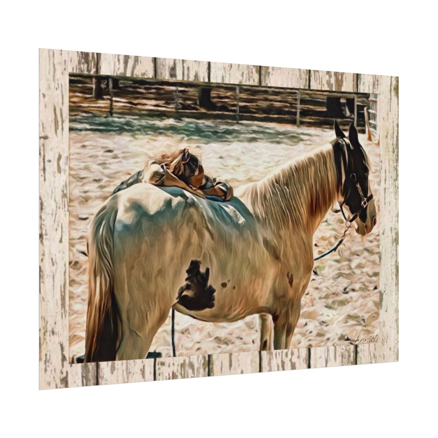 Horse Matte Poster- Art Show Ribbon Winner – Rustic Barnwood Art Print - Equine Therapy