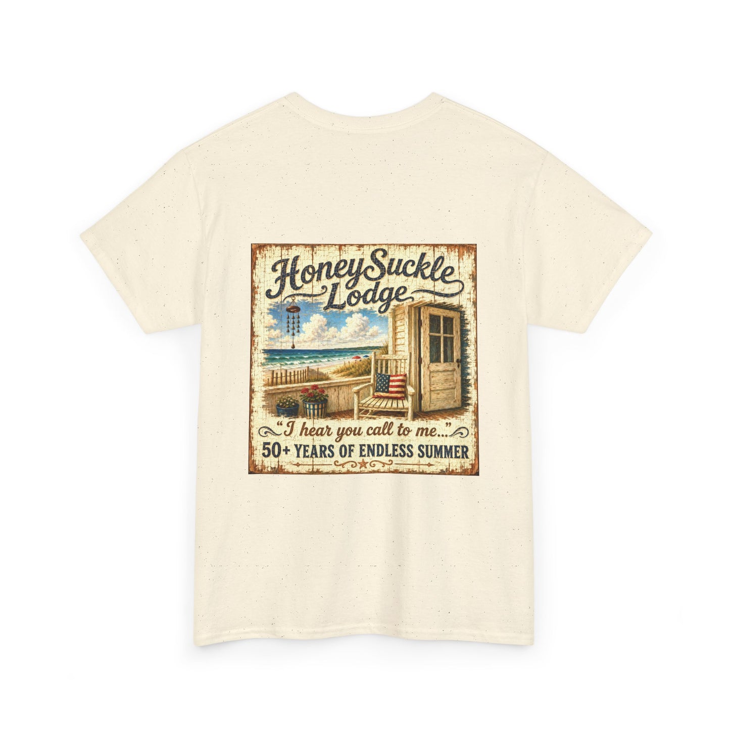 Vintage Beach T‑Shirt — 'Honeysuckle Lodge: 50+ Years of Endless Summer' Retro Seaside Tee