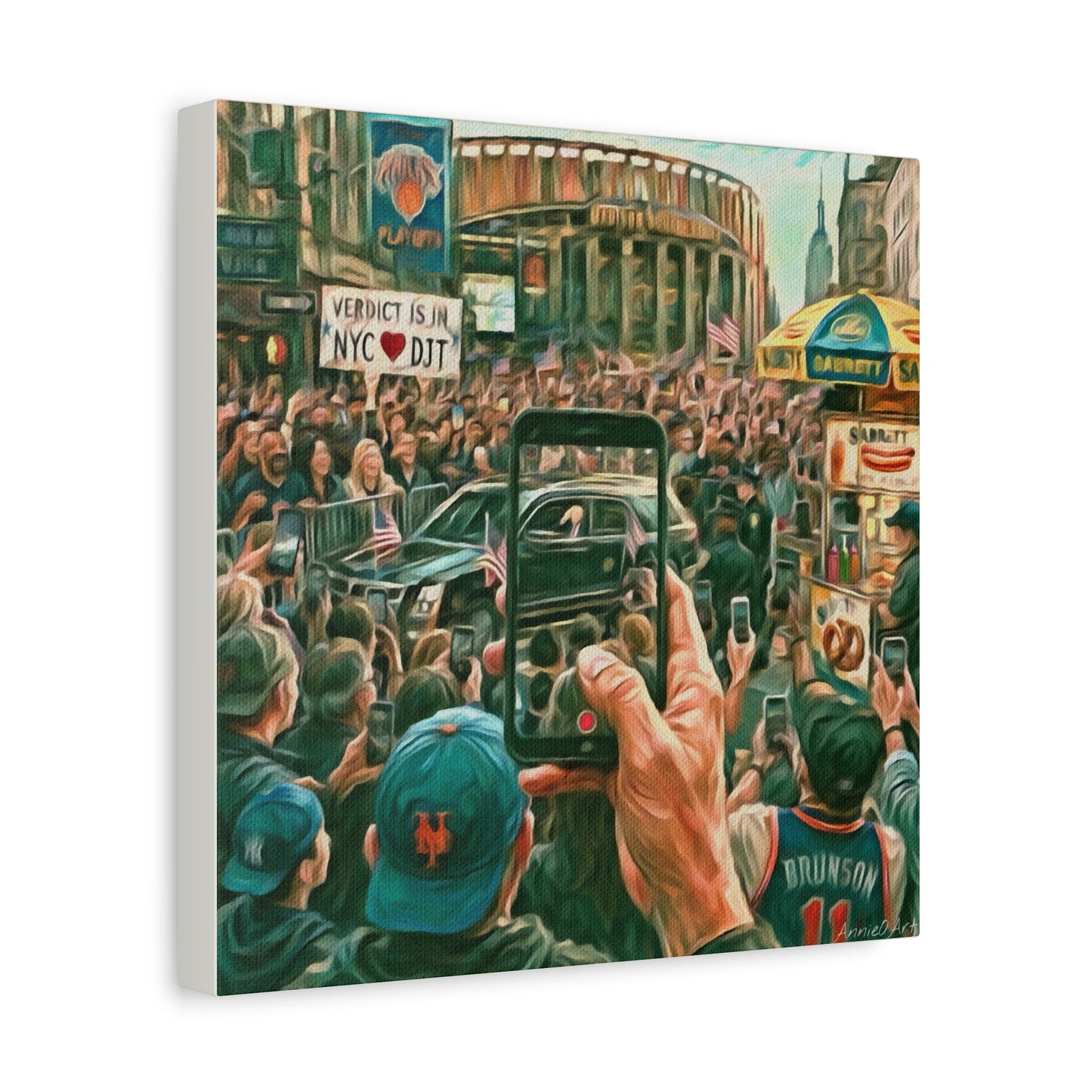 Trump Cheered At The Garden— Canvas Art - NYC Crowd Cheering with Phone Recording (Stretched 1.25")