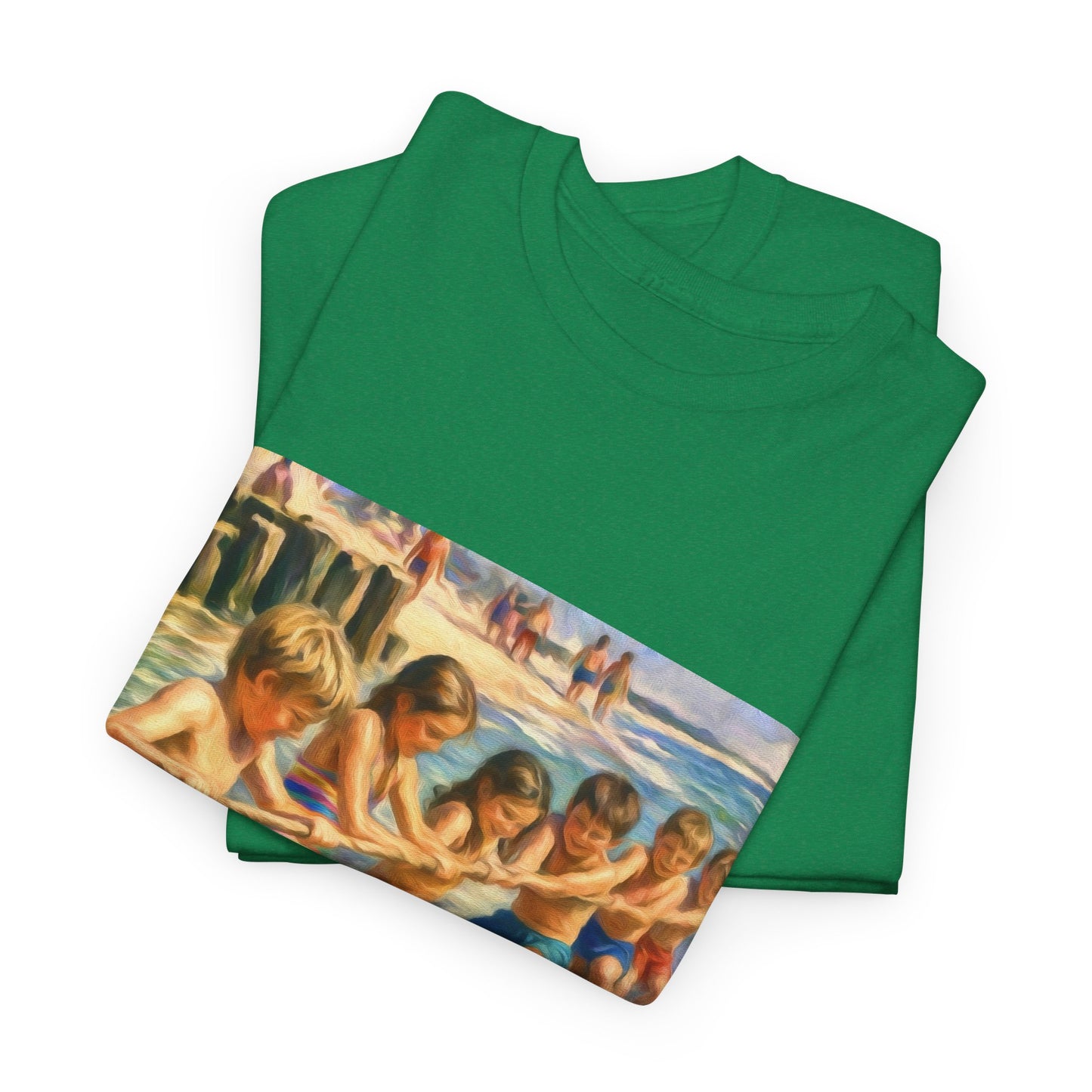 HoneySuckle Lodge Vintage Beach T-Shirt — "50+ years of fun in the sun" Retro Kids on Shore Design