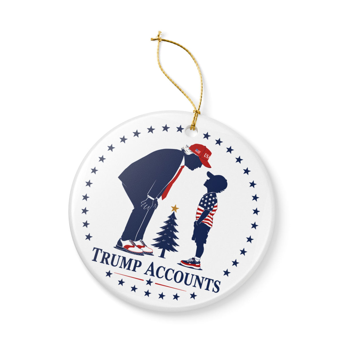 Trump Accounts Ceramic Ornament — Patriotic Holiday Decoration