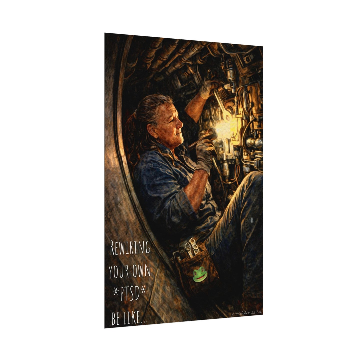 PTSD Rewiring Mechanic Poster — Textured Watercolor Matte Art Print