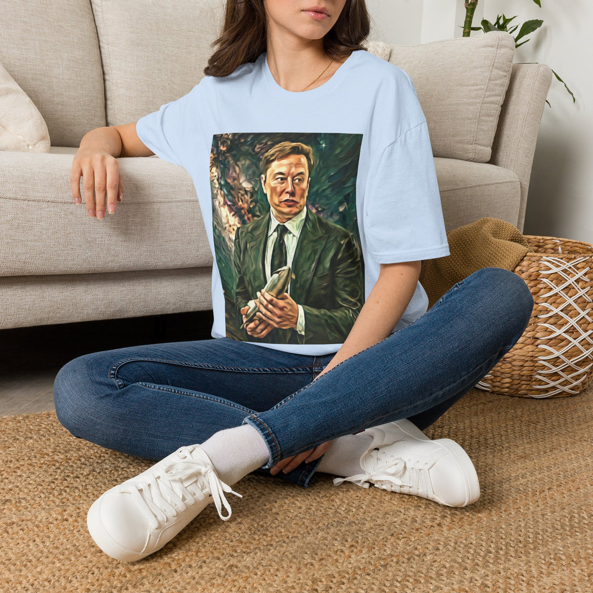 Elon Musk with Rocket— Graphic T-Shirt