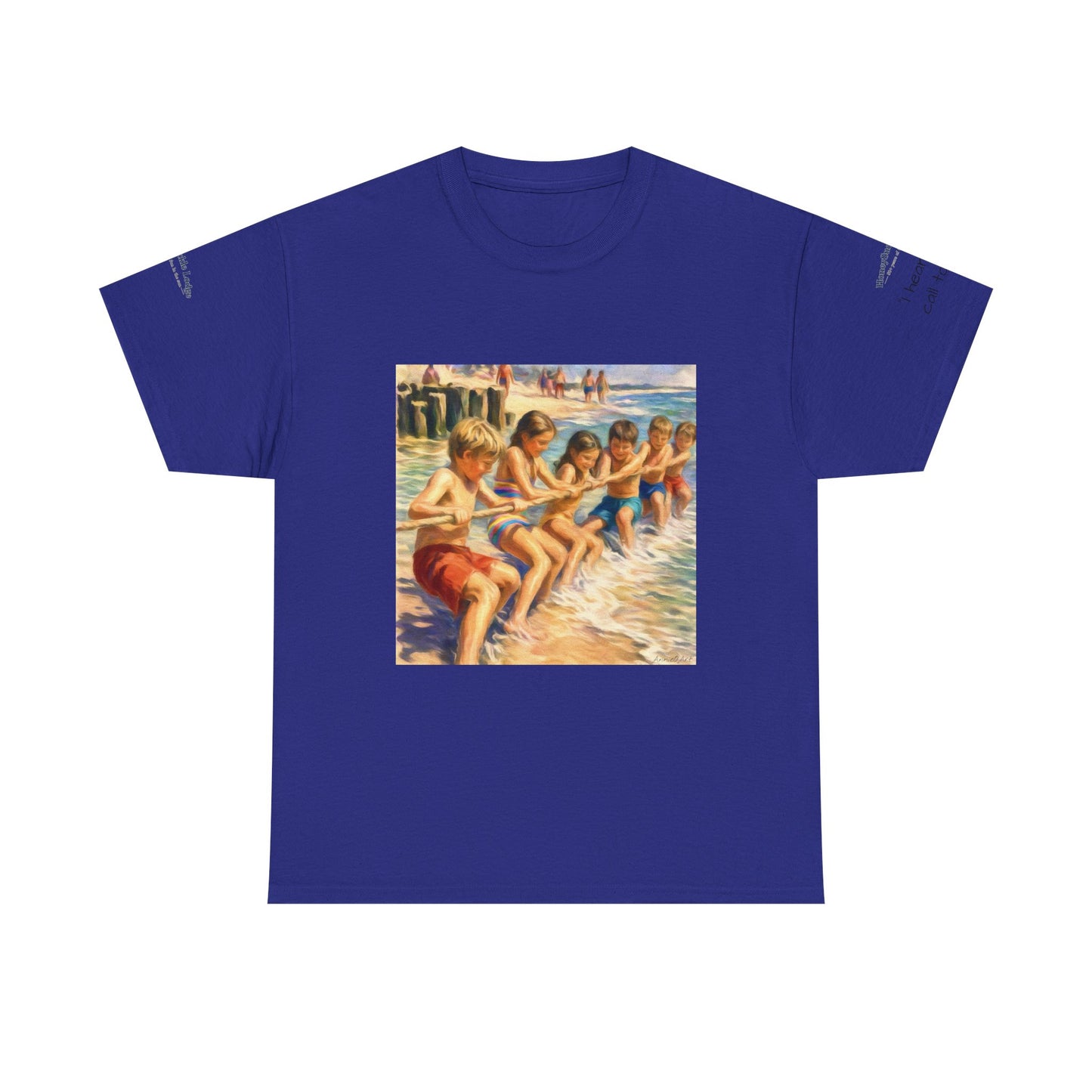 HoneySuckle Lodge Vintage Beach T-Shirt — "50+ years of fun in the sun" Retro Kids on Shore Design