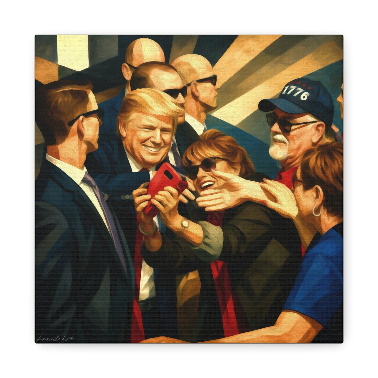 Trump Selfie with Supporters—Matte Canvas Art - Stretched 1.25"