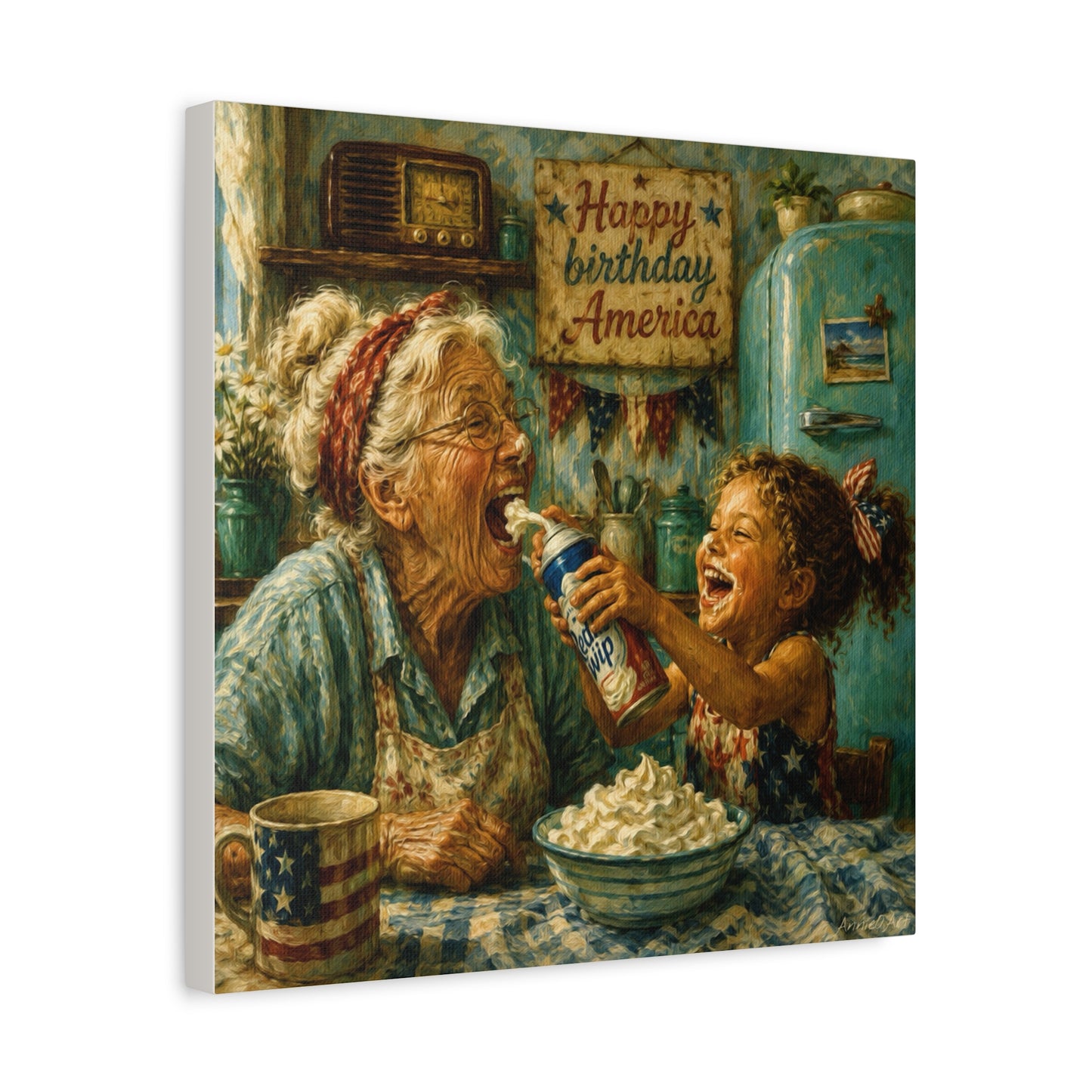 Fourth of July Grandma & Granddaughter Matte Canvas Wall Art