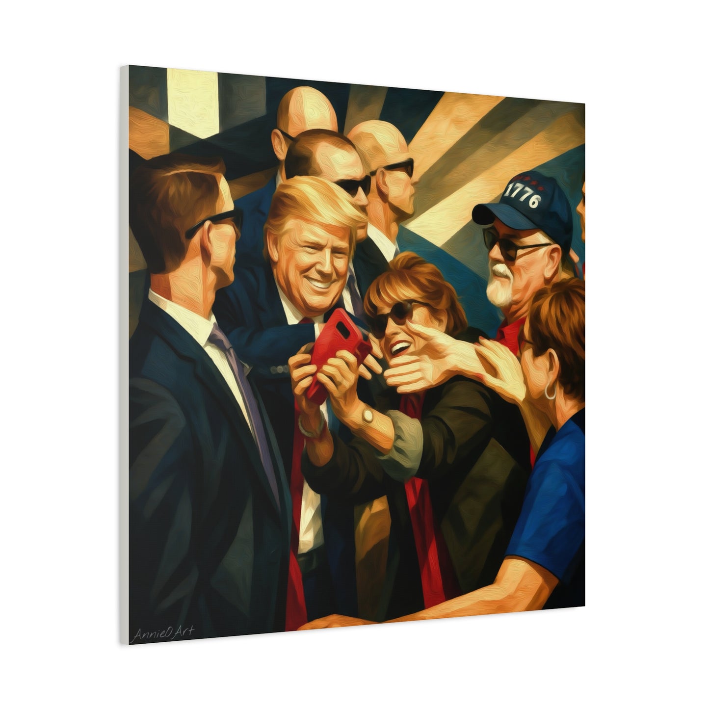 Trump Selfie with Supporters—Matte Canvas Art - Stretched 1.25"