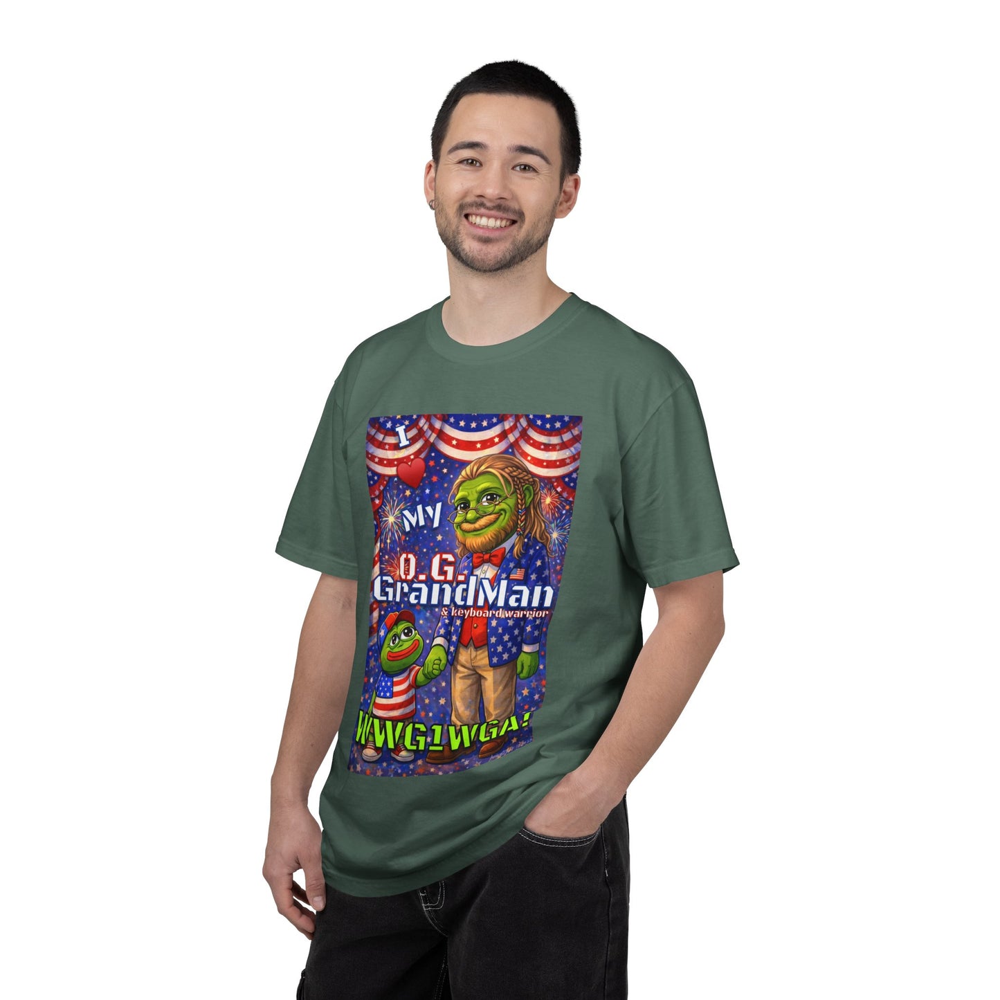 Grandpa/GrandMan Keyboard Warriors— "I ♥️ My O.G. GrandMan" Patriotic Pepe Graphic (WWG1WGA)