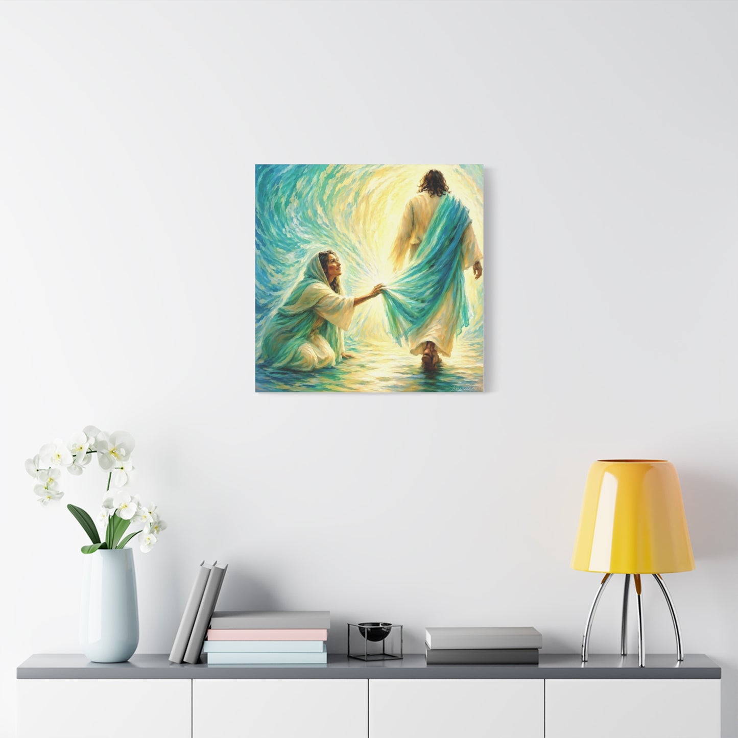 Jesus and the Woman Touching His Cloak - Inspirational Matte Canvas Wall Art