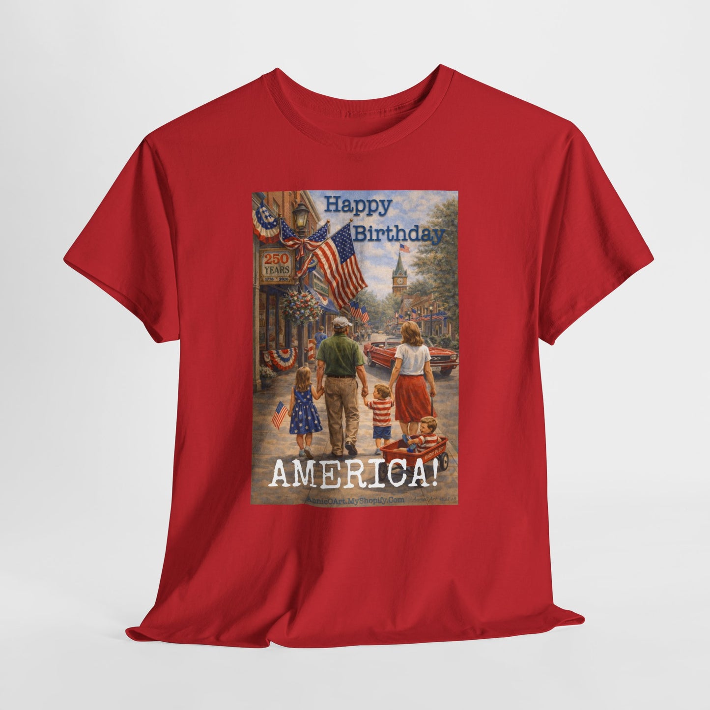 250th Patriotic "Happy Birthday America!" T-Shirt — Vintage Fourth of July Tee