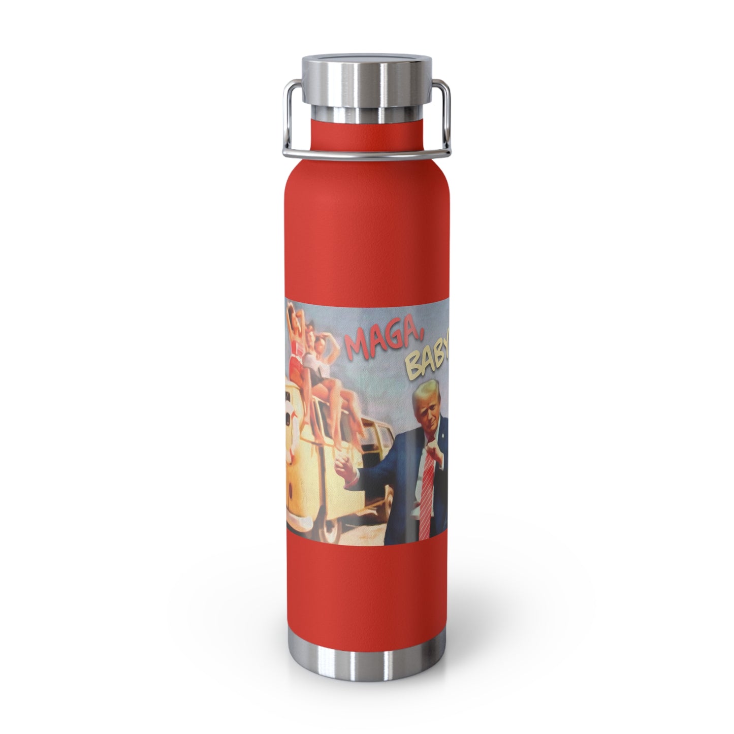 22oz Copper Insulated Bottle - Retro Beach Party Design