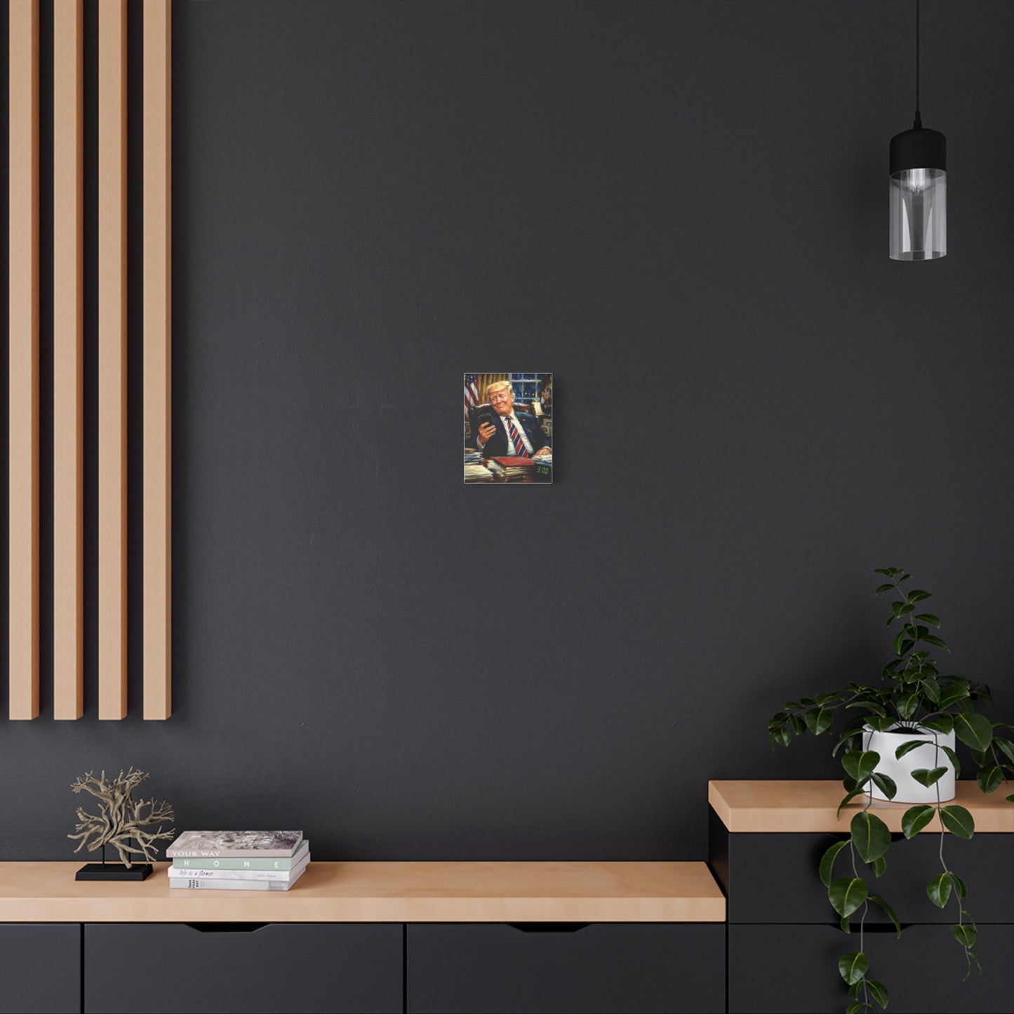 Trump Reading “Keyboard Warrior’ Memes at 3 AM— Patriotic Office Portrait Canvas—