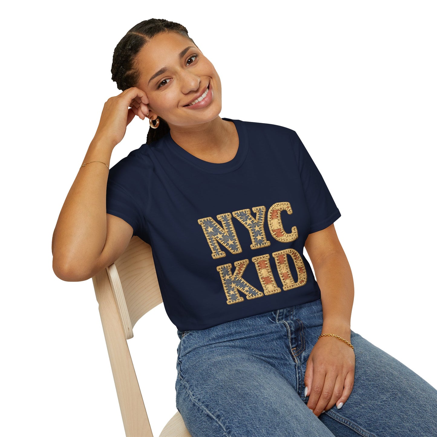 NYC Kid T-Shirt — New York City Vintage Flag Quilt-look Tee