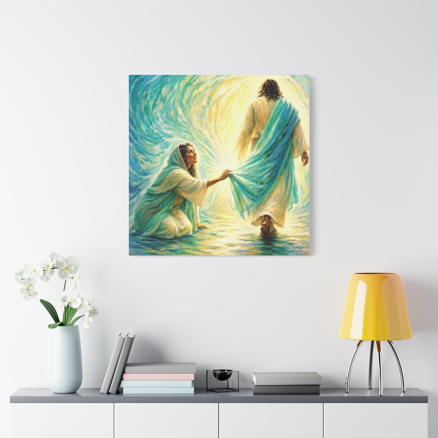 Jesus and the Woman Touching His Cloak - Inspirational Matte Canvas Wall Art