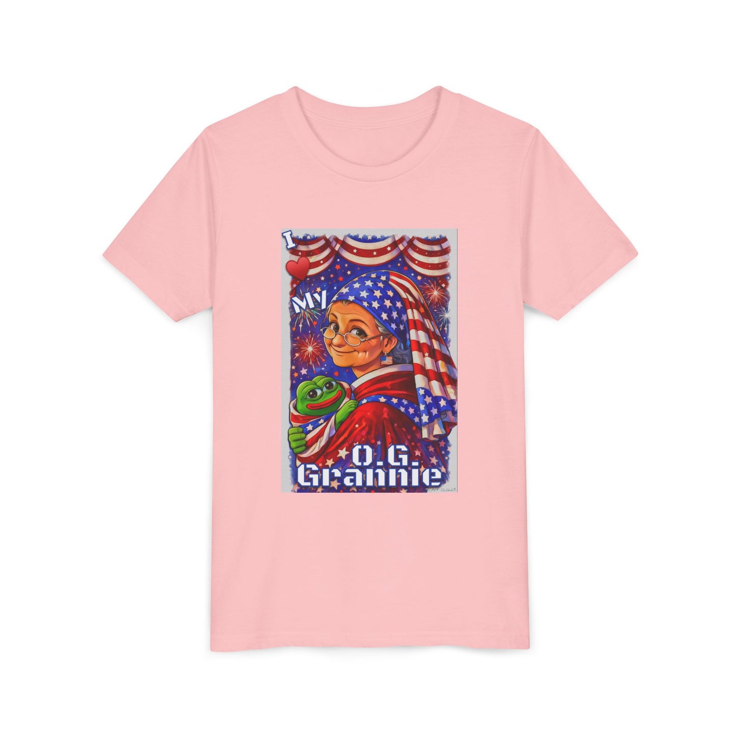 Grandma Anons & Keyboard Warriors for your Littles, “I ♥️ My O.G. Grannie" Youth T-Shirt – American Flag Grandma Design