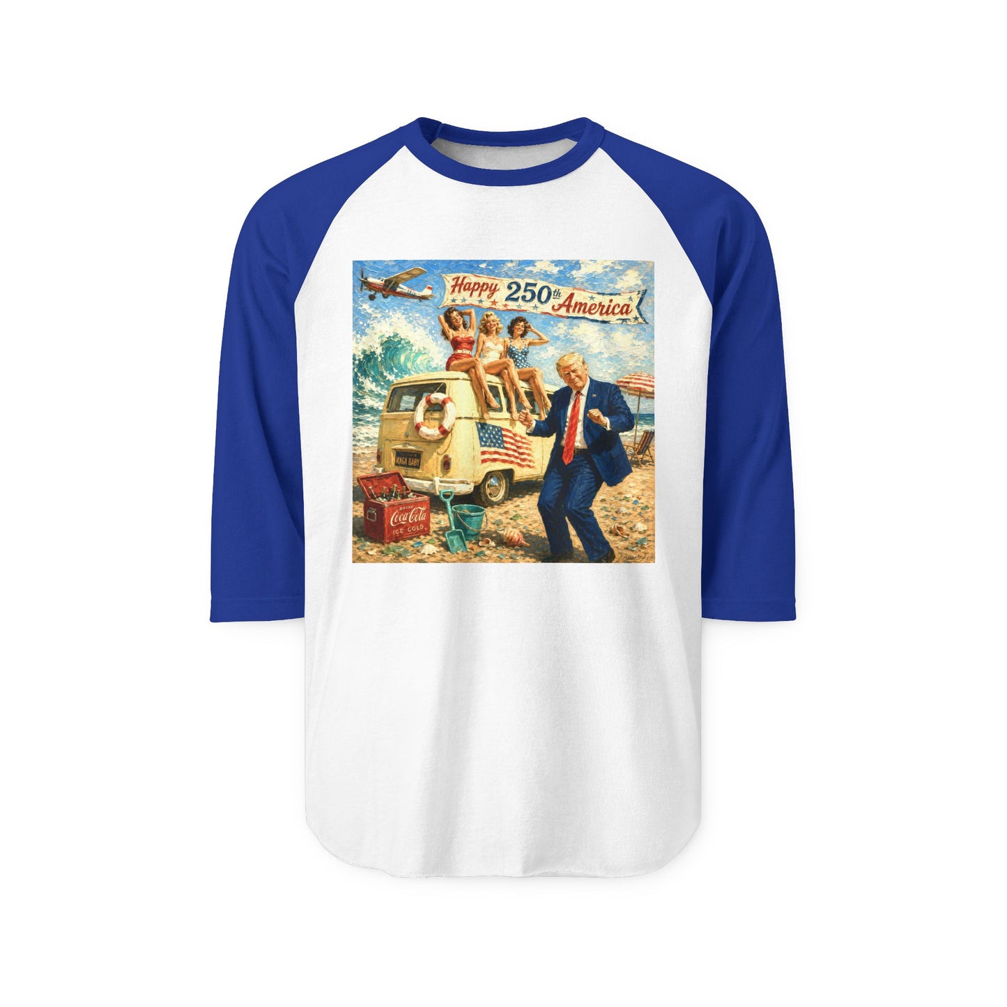 Raglan Shirt —Trump 'MAGA Baby' ‘Happy 250th’ Vintage Political Graphic Tee