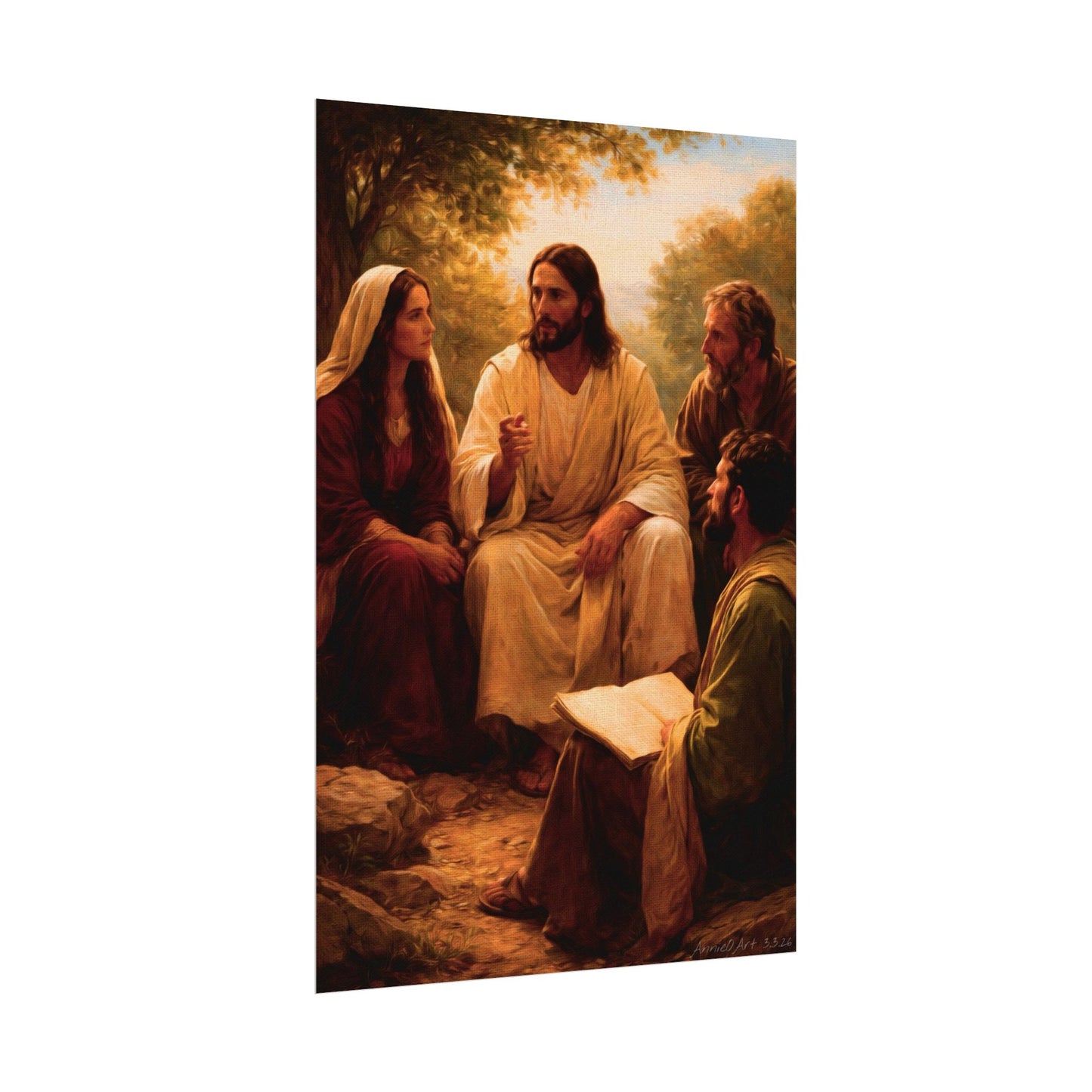 Jesus Watercolor Matte Poster — Jesus Teaching Scene