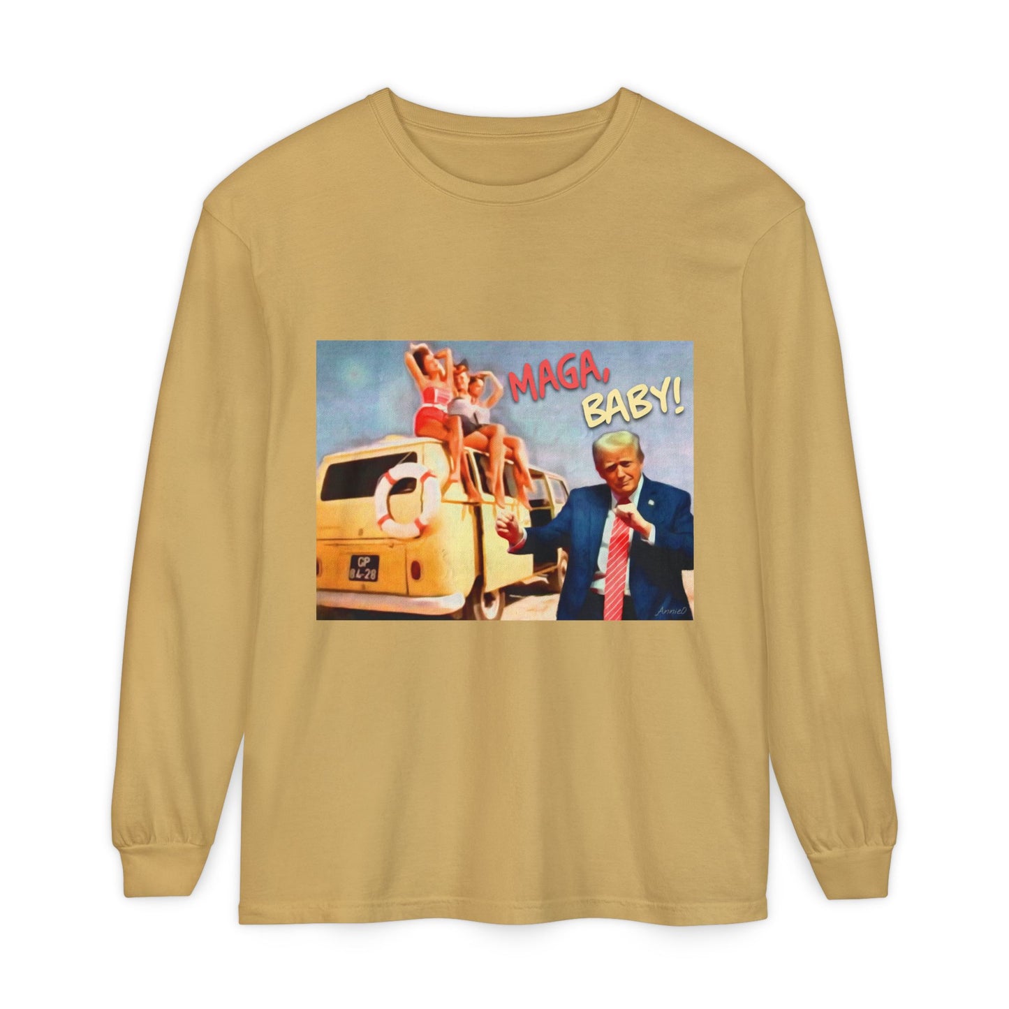 Being MAGA everywhere! Vintage Political Graphic Long Sleeve Tee — "MAGA Baby!" Design