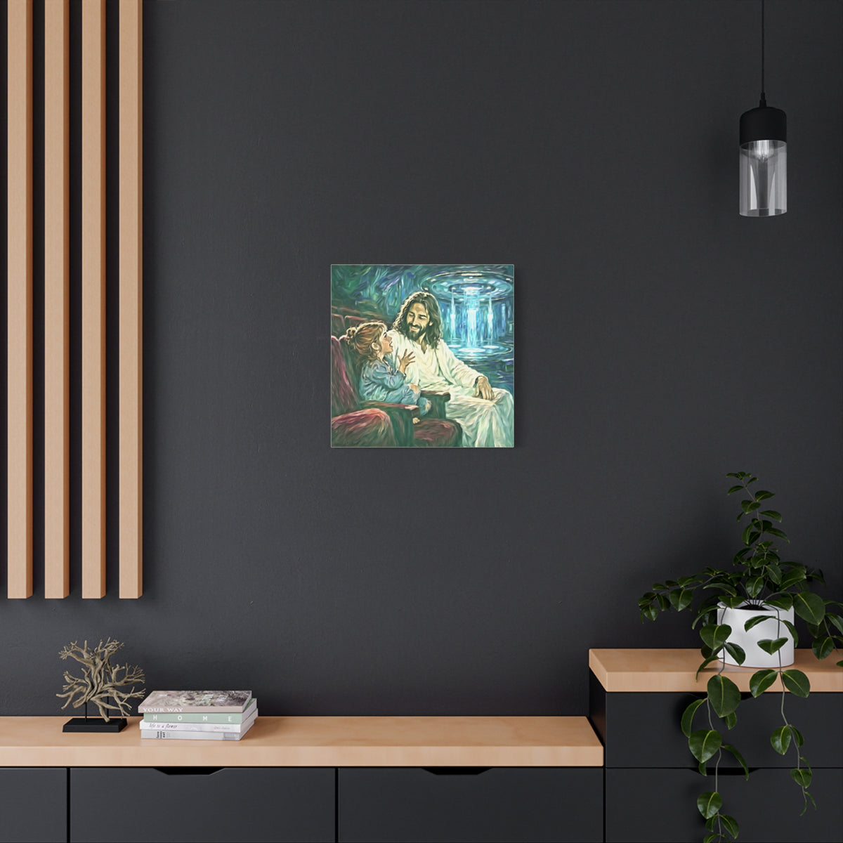 Jesus with Child Matte Canvas Wall Art — Stretched 1.25" Inspirational Christian Decor