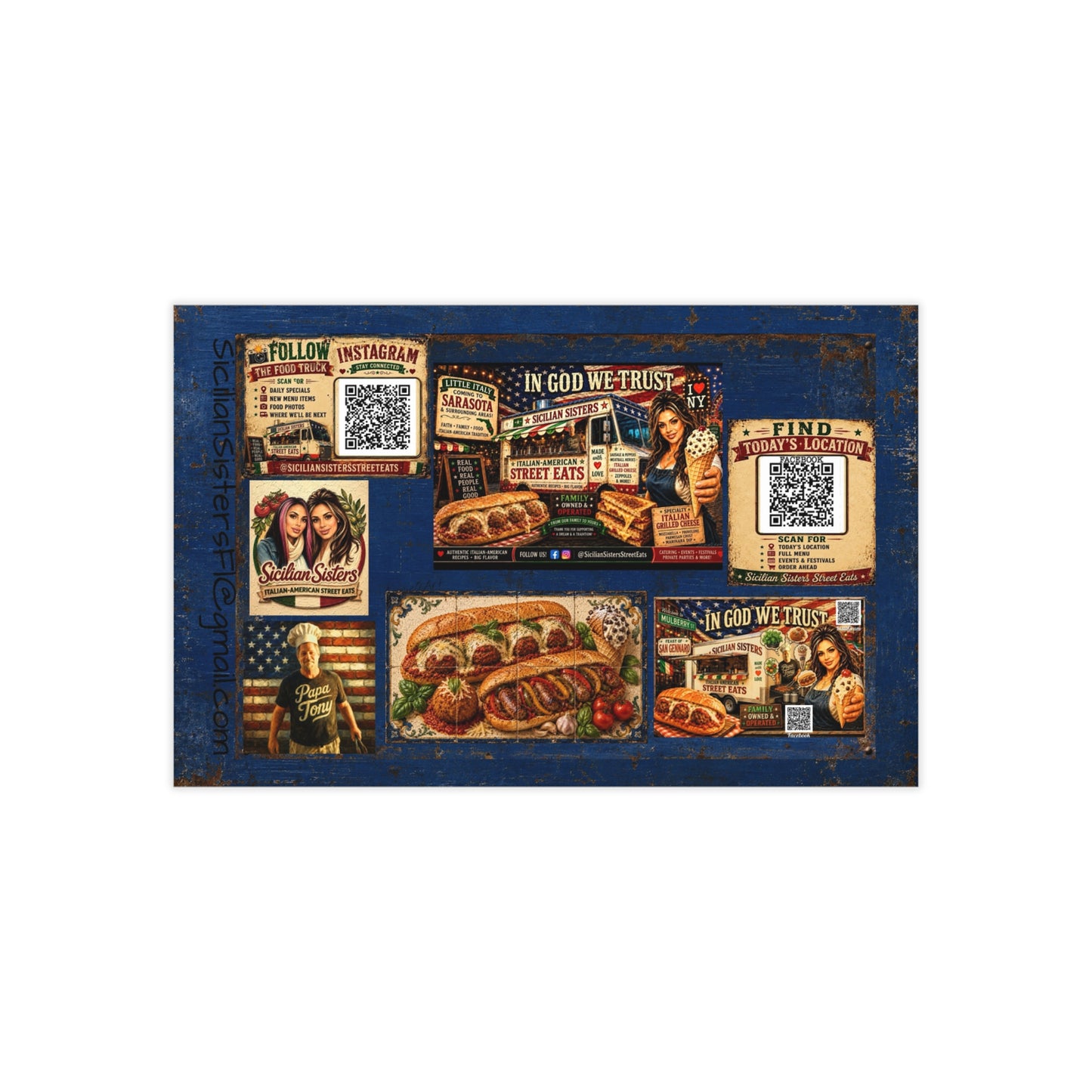 CUSTOM for MANDY—Business Cards — Italian Street Eats Restaurant Design ("In God We Trust")