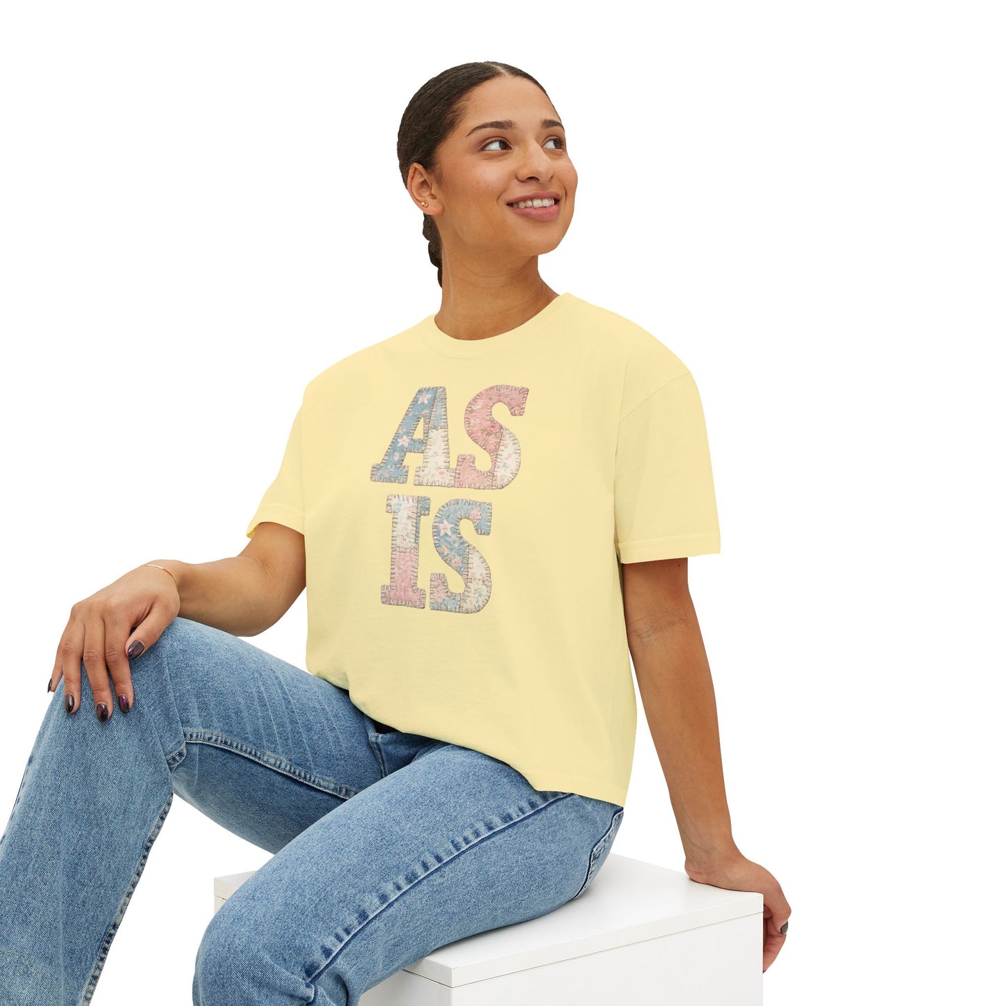 “AS IS” Quilt look Floral Boxy Tee — Women's Vintage Graphic Crop T-Shirt