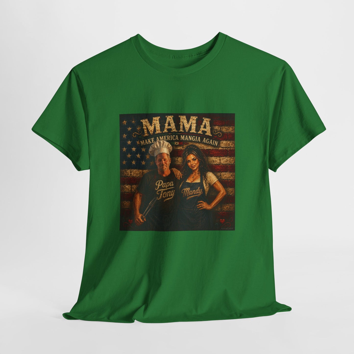 CUSTOM for MANDY—Mama Pizza Team T-Shirt — Retro American Flag Pizza Chef Graphic Tee