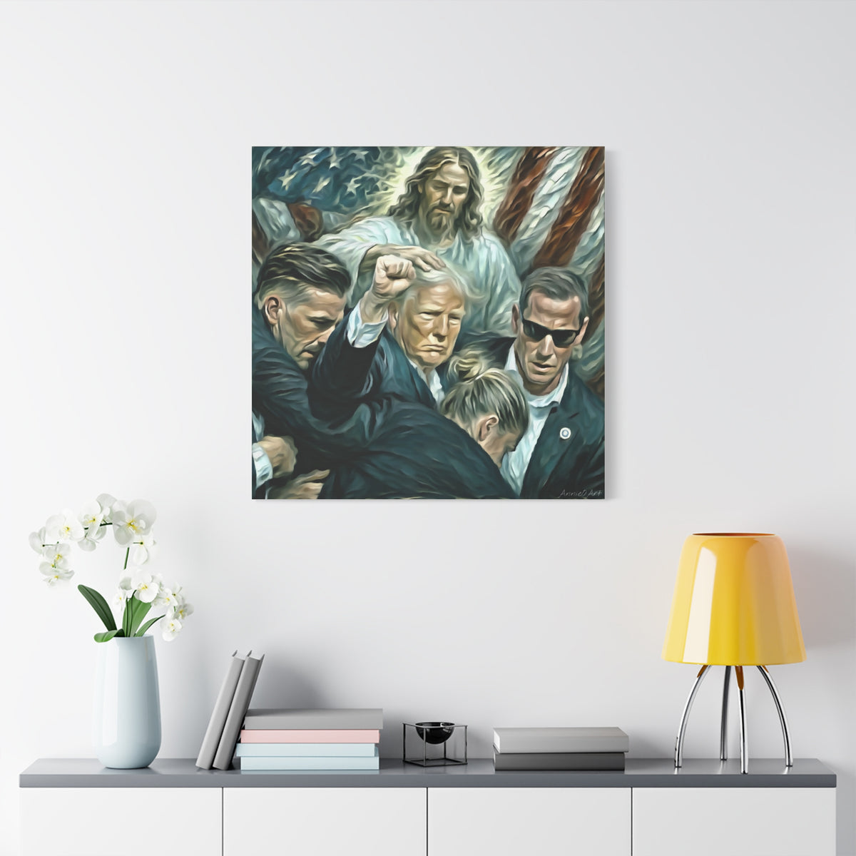 Trump With Jesus—Matte Canvas Art