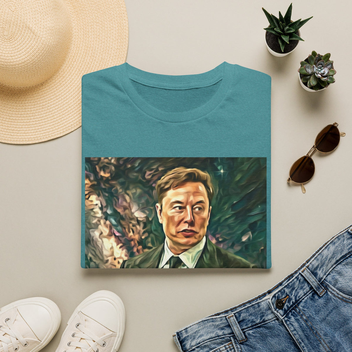 Elon Musk with Rocket— Graphic T-Shirt