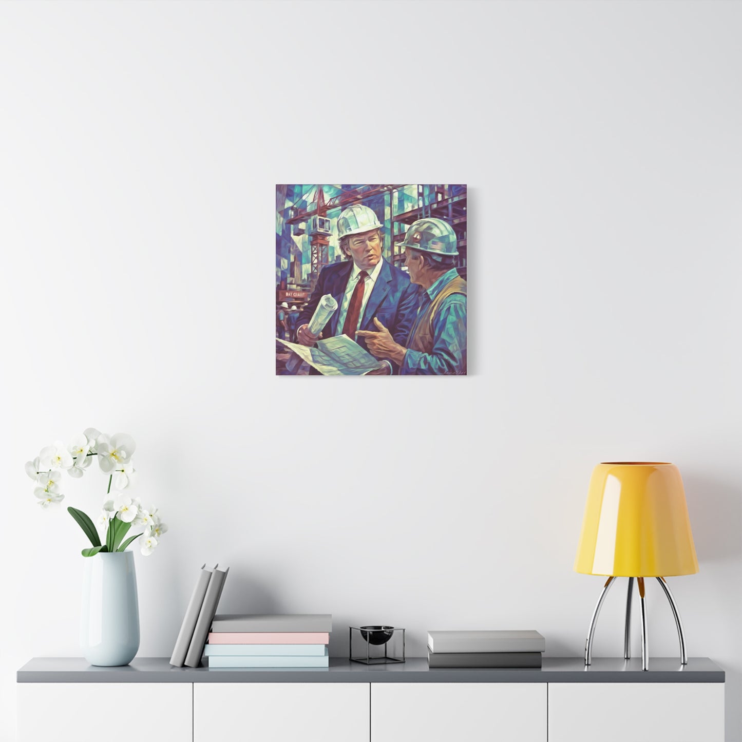 Trump Construction Site Portrait Canvas - Vintage Art