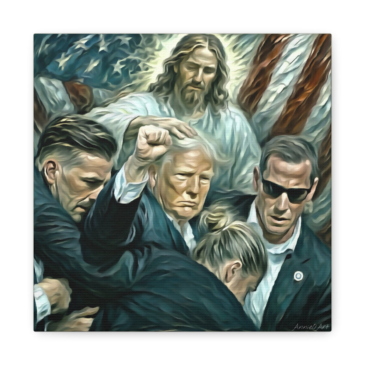Trump With Jesus—Matte Canvas Art