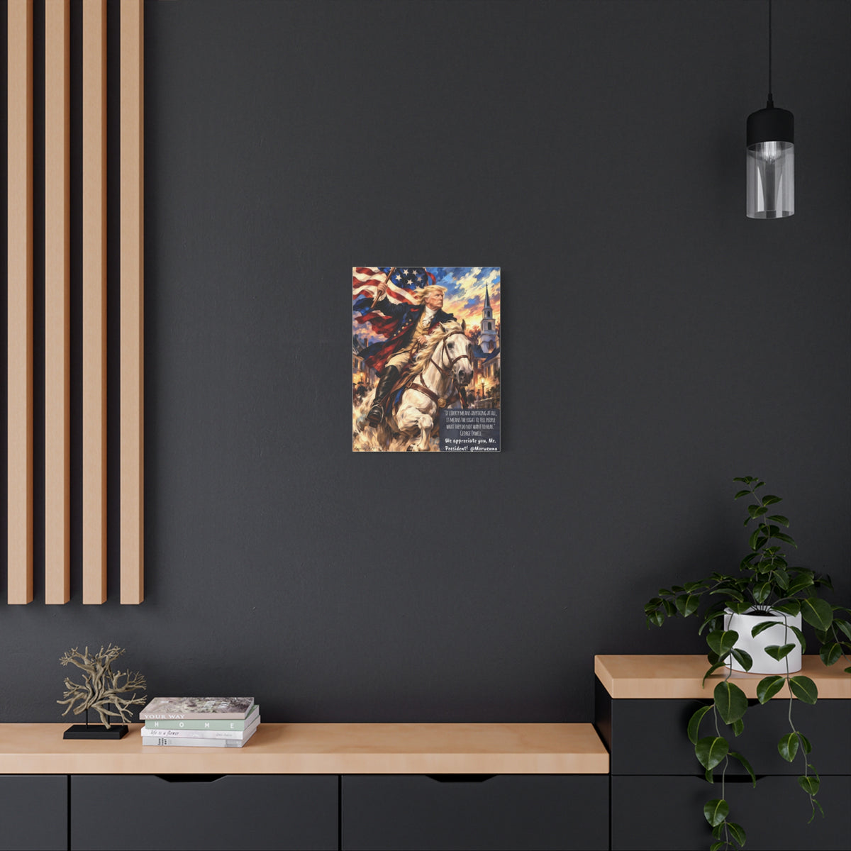 Patriotic Trump Canvas Print — 'We Appreciate You, Mr. President' Matte Stretched Wall Art