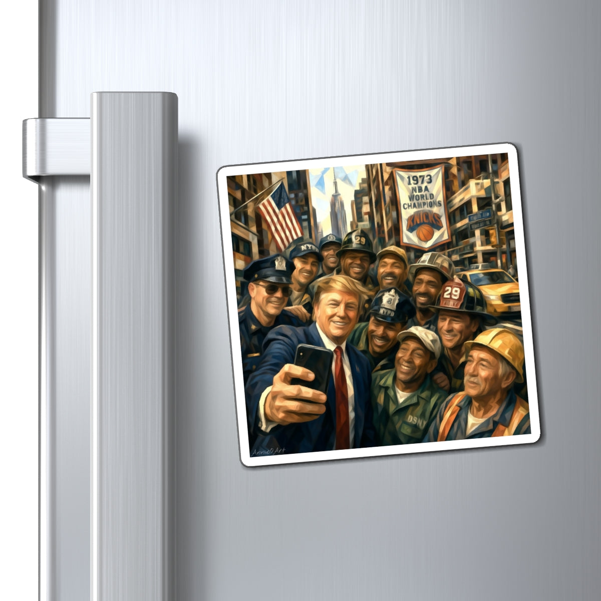 Trump Patriotic City Heroes Selfie Magnet