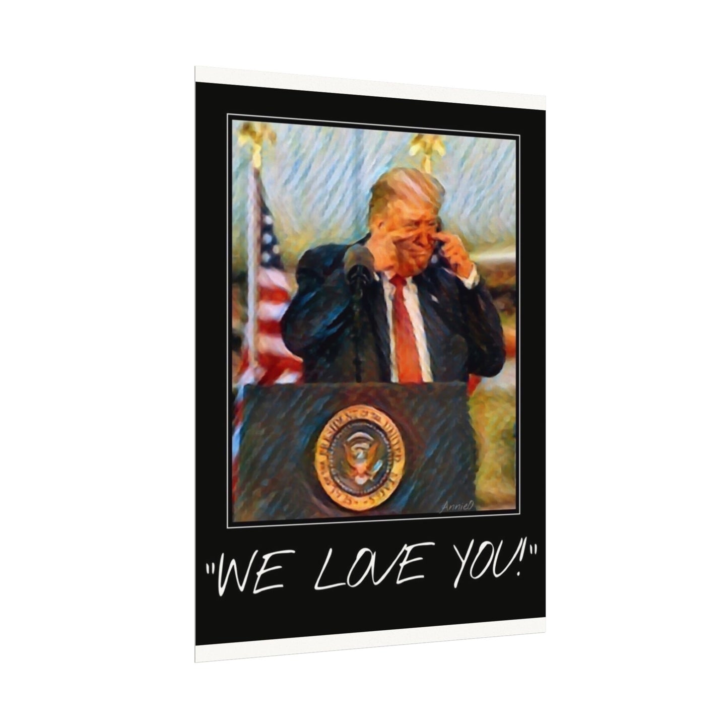 Patriotic Watercolor Matte Poster — Presidential Podium Artwork
