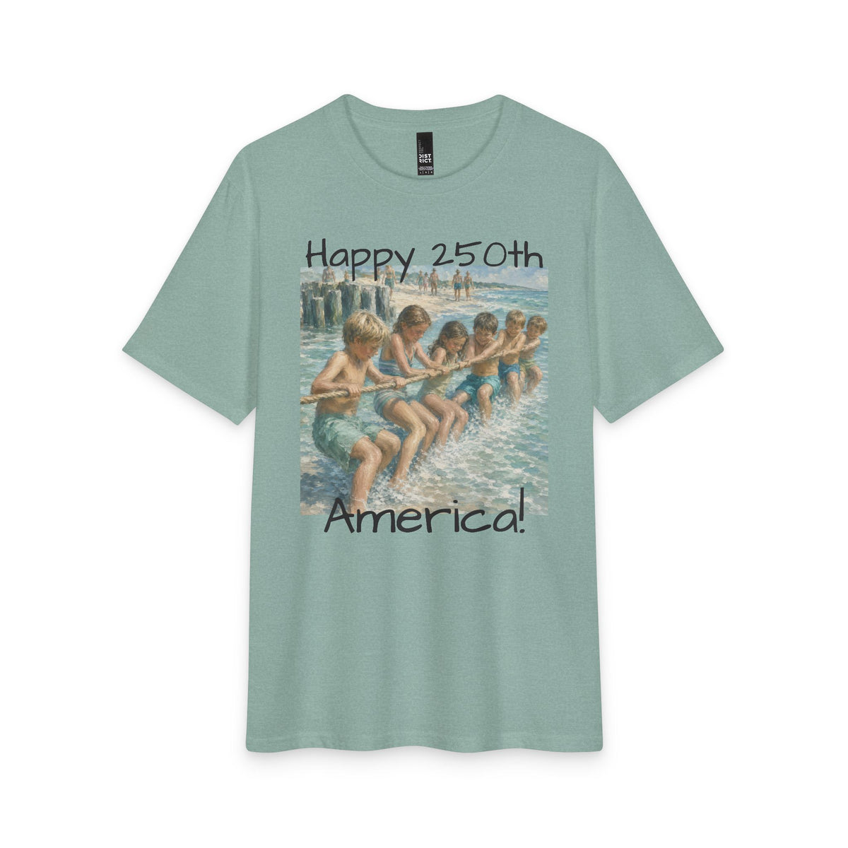 Vintage Americana Distressed Tee – "Happy 250th America!" Honeysuckle Lodge Souvenir T-Shirt