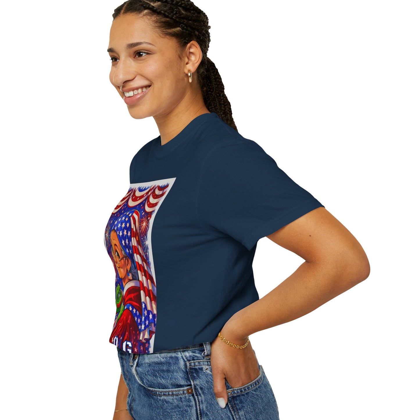 Grandmas Patriotic Original Gansta “OG Grannie” T-Shirt — American Flag Grandma w baby Pepe Graphic Tee