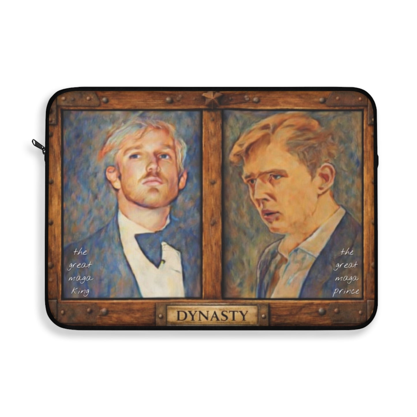 Laptop Sleeve — Trump “DYNASTY” Vintage Oil Painting Twin Portraits Barron & Donald Trump